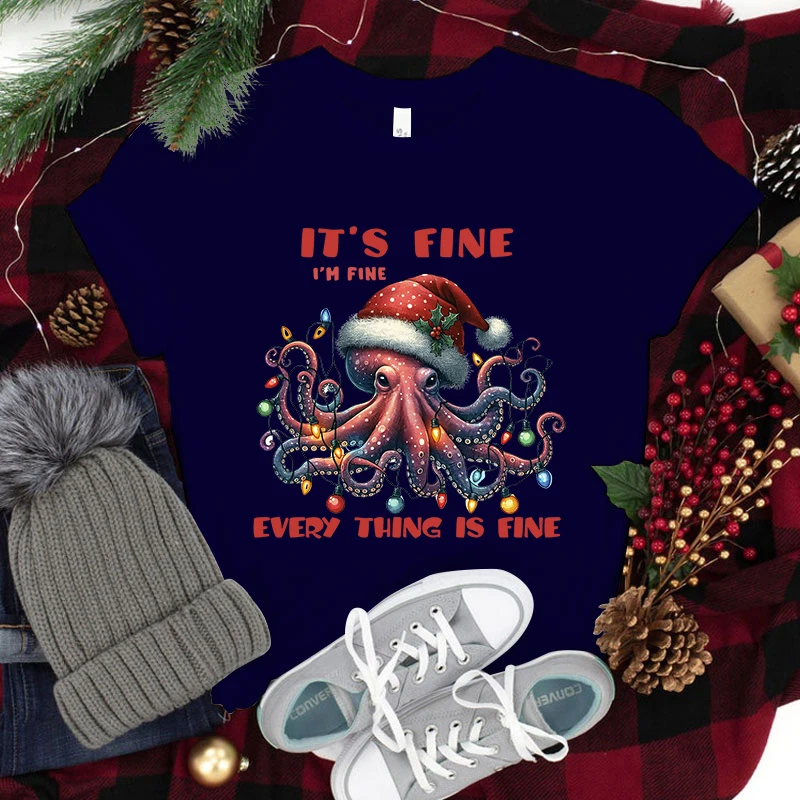 NEW Christmas Octopus It'S Fine I'M Fine Everything Is Fine Print Short Sleeve Men Women Summer Cool Casual Christmas T Shirts
NEW Christmas Octopus It'S Fine I'M Fine Everything Is Fine Print Short Sleeve Men Women Summer Cool Casual Christmas T Shirts