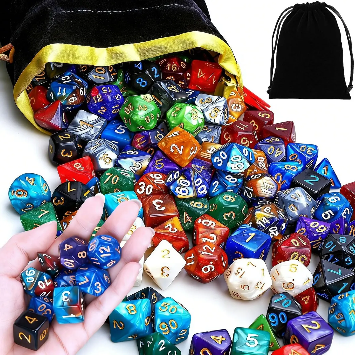 28pcs Polyhedral DND Dice Set with Black Drawstring Pouch - Color-Coded Faces, RPG & D&D Tabletop Game Accessories,ZSY
28pcs Polyhedral DND Dice Set with Black Drawstring Pouch - Color-Coded Faces, RPG & D&D Tabletop Game Accessories,ZSY