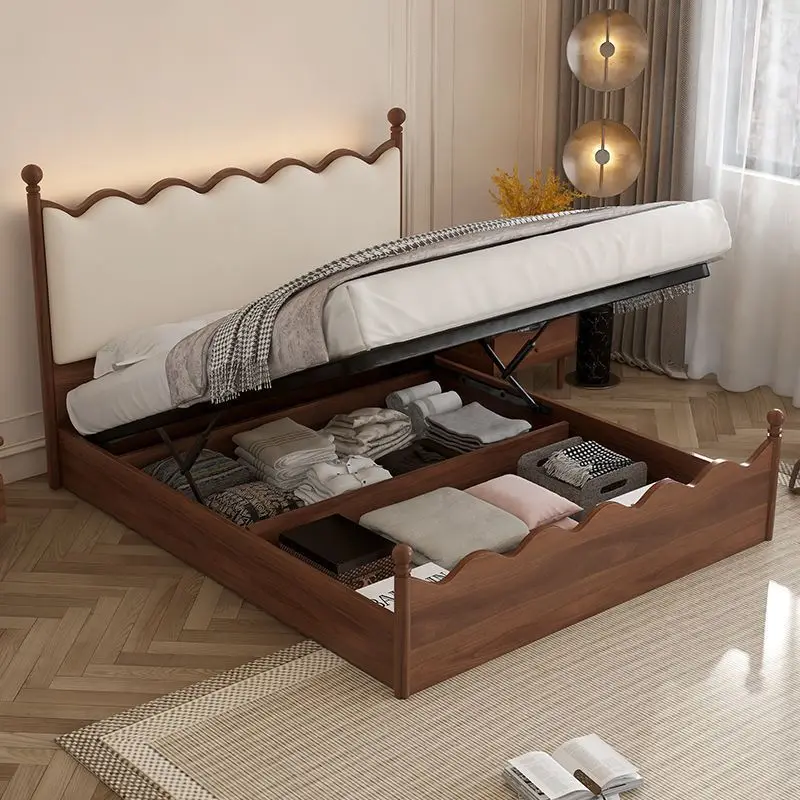 French retro cream wind solid wood bed, Nordic double master bedroom small apartment bed
French retro cream wind solid wood bed, Nordic double master bedroom small apartment bed