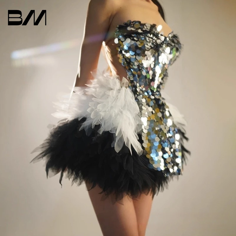 Sequined Short Cocktail Dress with Ruffled Tulle Skirt, Women's Sweety Costume for Stage, Real Images Shiny Evening Party Gown
Sequined Short Cocktail Dress with Ruffled Tulle Skirt, Women's Sweety Costume for Stage, Real Images Shiny Evening Party Gown