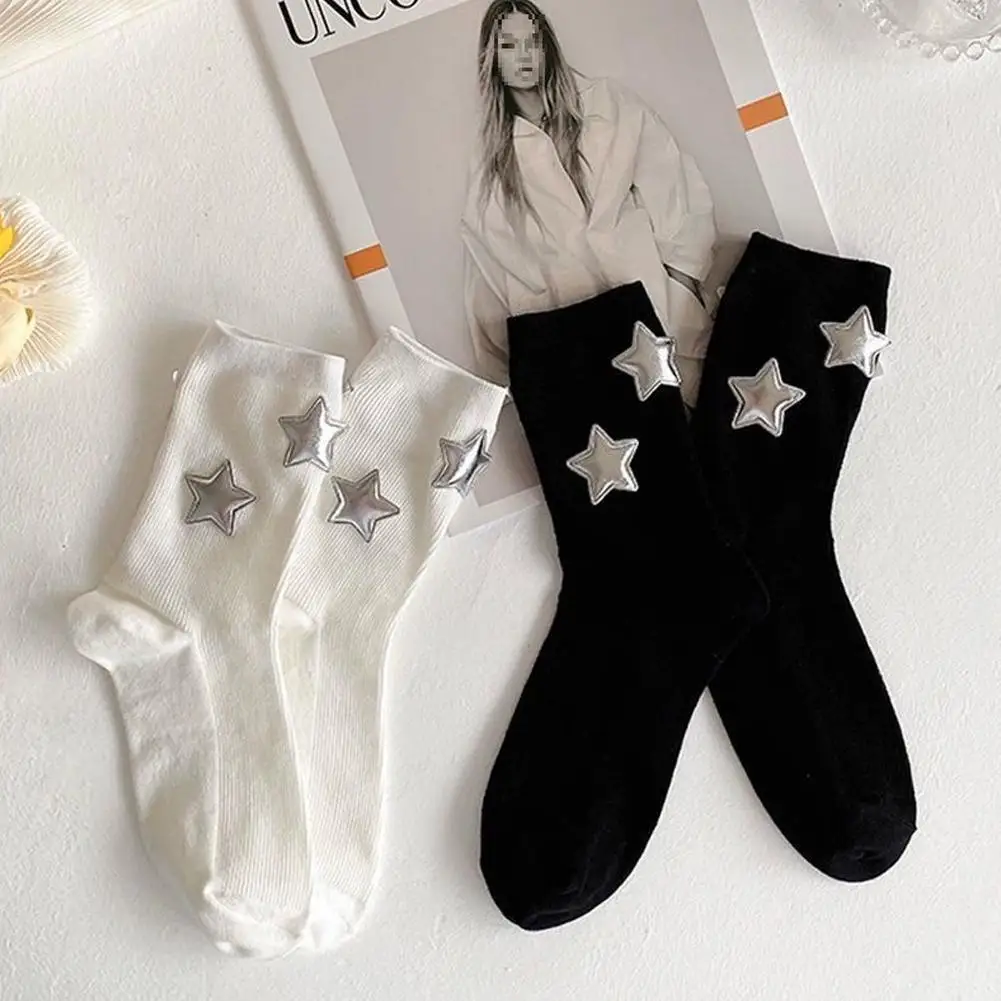 2Pairs Unisex Black White Simple Socks With Stars Patterns Fashionable Korean Style Rest Sports Couple Socks
2Pairs Unisex Black White Simple Socks With Stars Patterns Fashionable Korean Style Rest Sports Couple Socks