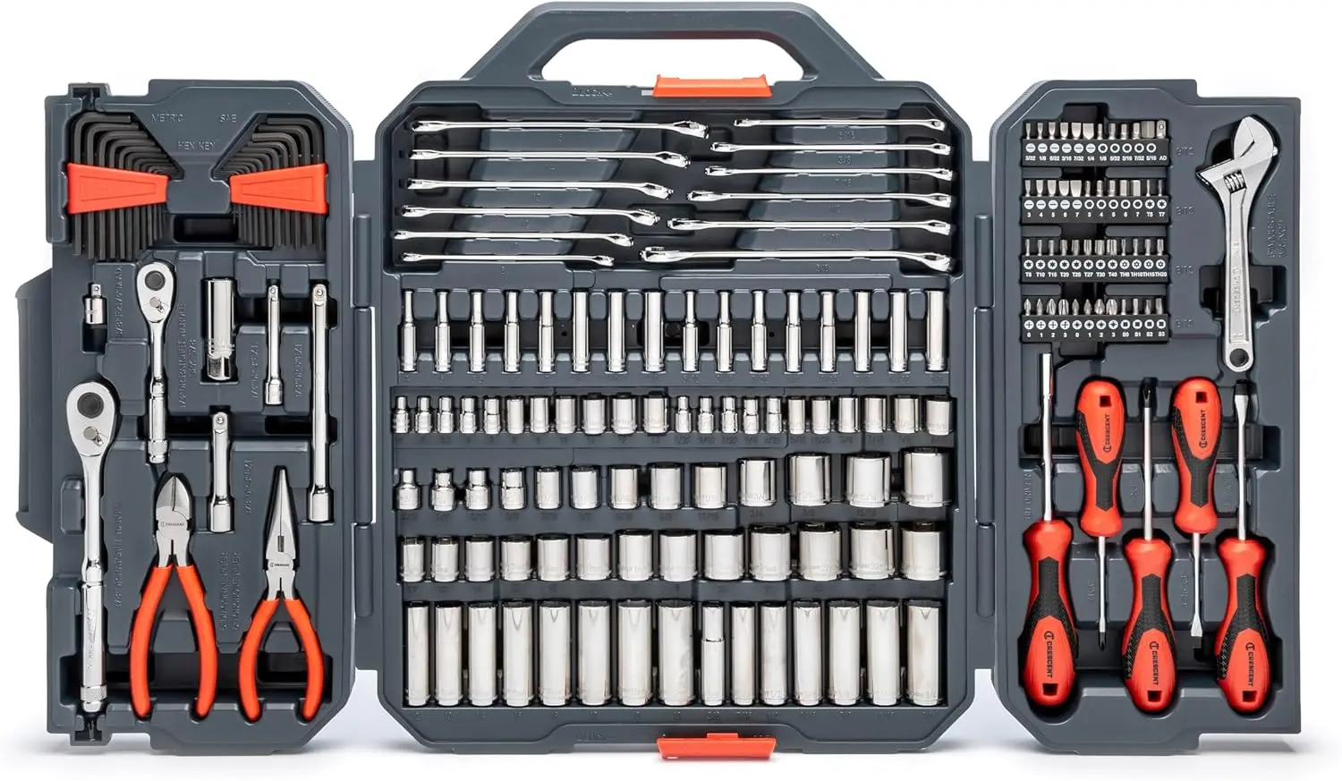 180-Piece Professional Tool Set with Quick-Release Ratchets & Chrome Sockets in Storage Case
180-Piece Professional Tool Set with Quick-Release Ratchets & Chrome Sockets in Storage Case