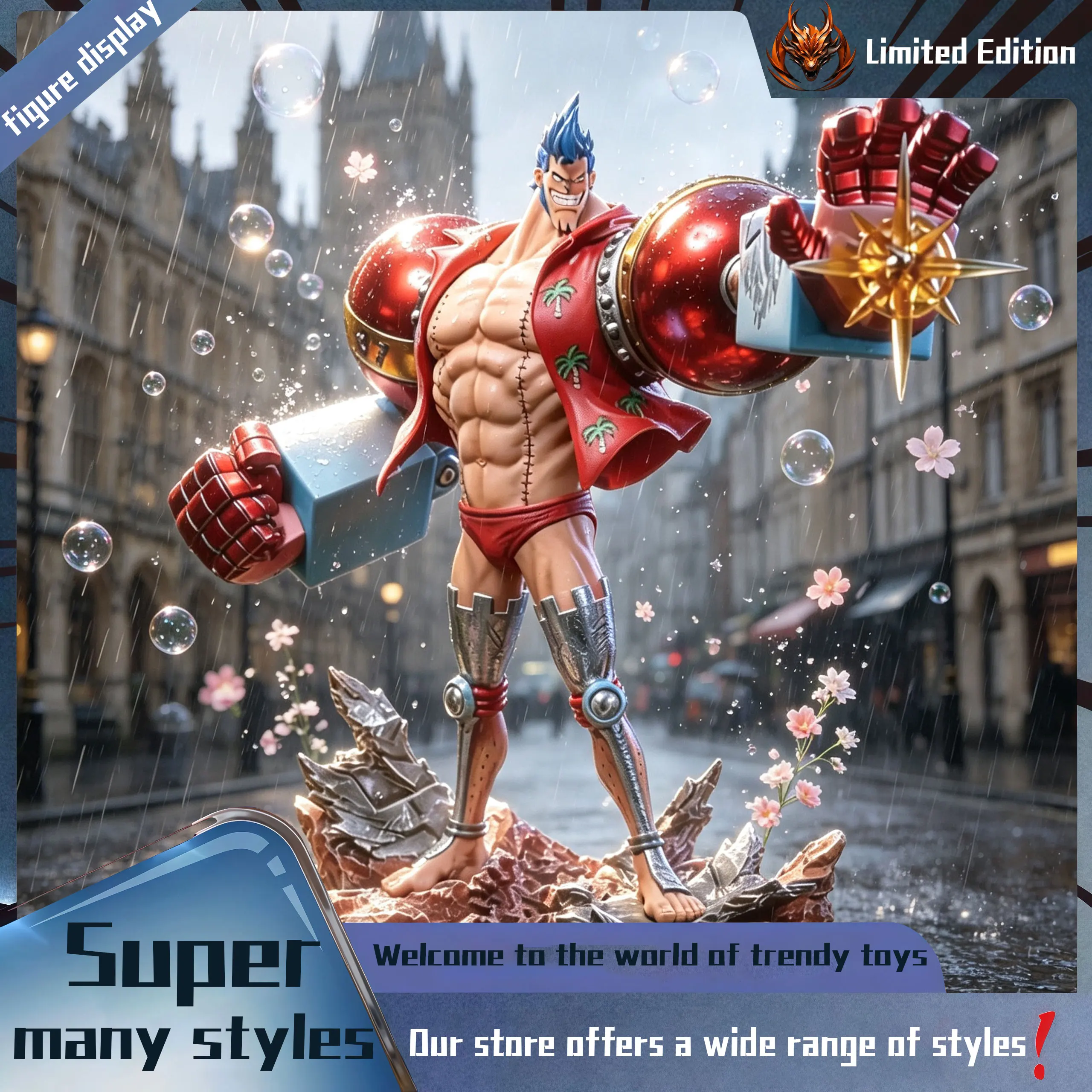 Franky Peripheral figurine model table decoration, birthday gift, trendy toy scene decoration, car decoration
Franky Peripheral figurine model table decoration, birthday gift, trendy toy scene decoration, car decoration