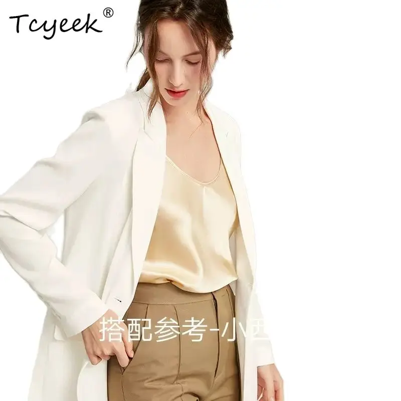 Tcyeek Heavy 100%Real Silk Women Blouses Simple Sexy Lining Suspenders Soft Breathable Office Summer Autumn New Sling P3N368QM
Tcyeek Heavy 100%Real Silk Women Blouses Simple Sexy Lining Suspenders Soft Breathable Office Summer Autumn New Sling P3N368QM