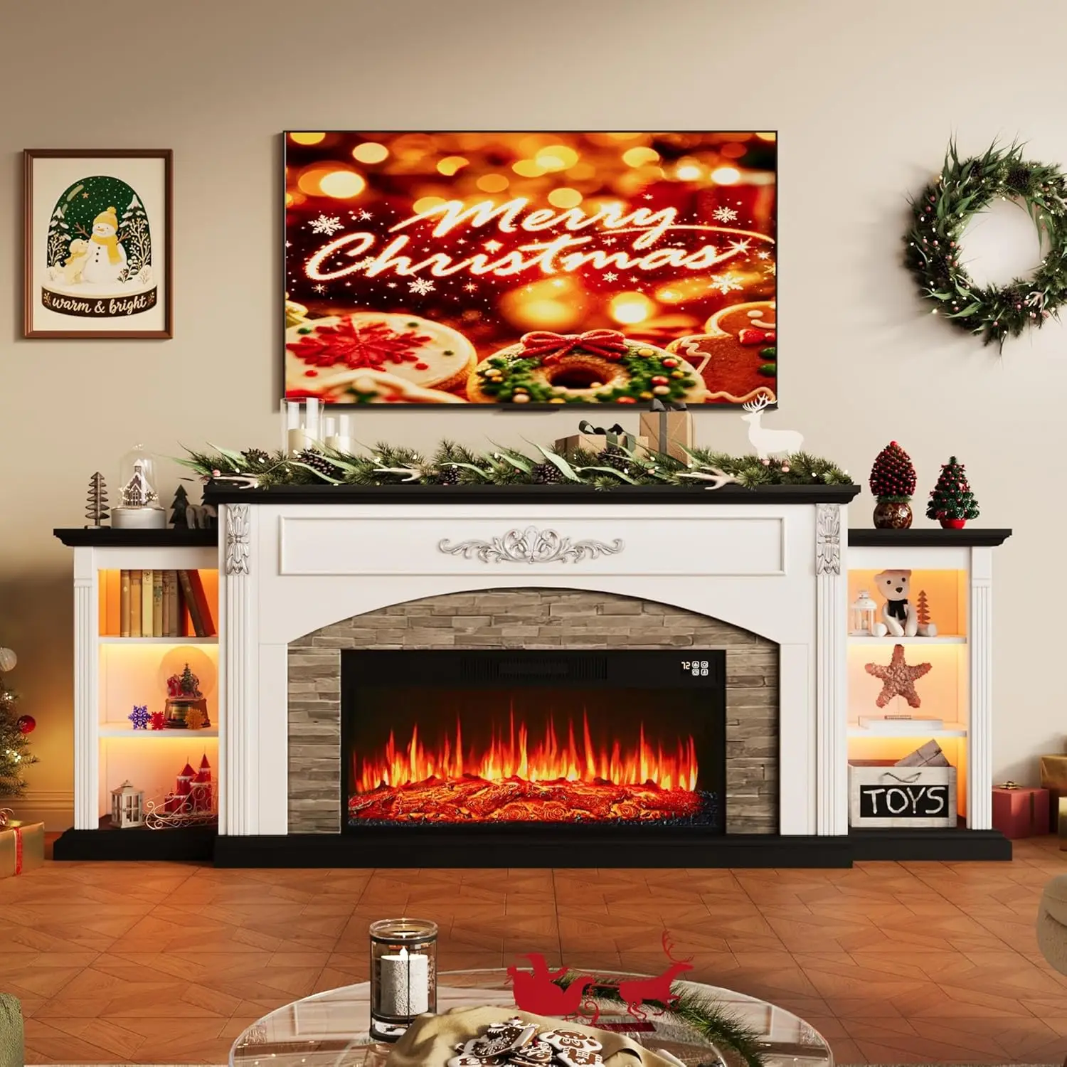 90inch Electric Fireplace TV Stand, Fireplace with Mantel Holds TVs up to 100 Inch, White Entertainment Center with 36“, Custom
90inch Electric Fireplace TV Stand, Fireplace with Mantel Holds TVs up to 100 Inch, White Entertainment Center with 36“, Custom