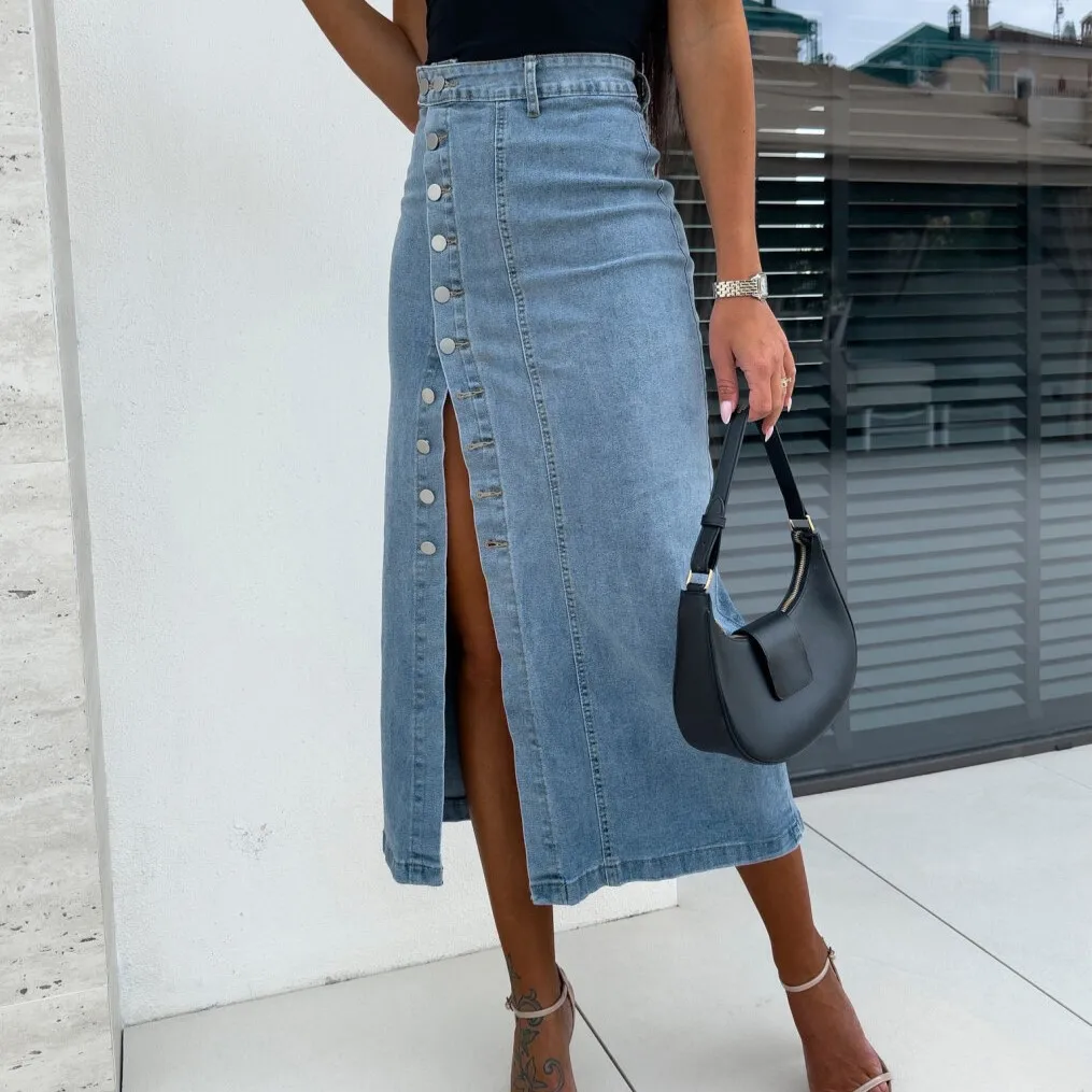 Asymmetrical Long Jeans Skirt Women Sexy Side Button Irregular Split Design High Waist Runway Luxury Maxi Denim Skirts Slim 2026
Asymmetrical Long Jeans Skirt Women Sexy Side Button Irregular Split Design High Waist Runway Luxury Maxi Denim Skirts Slim 2026