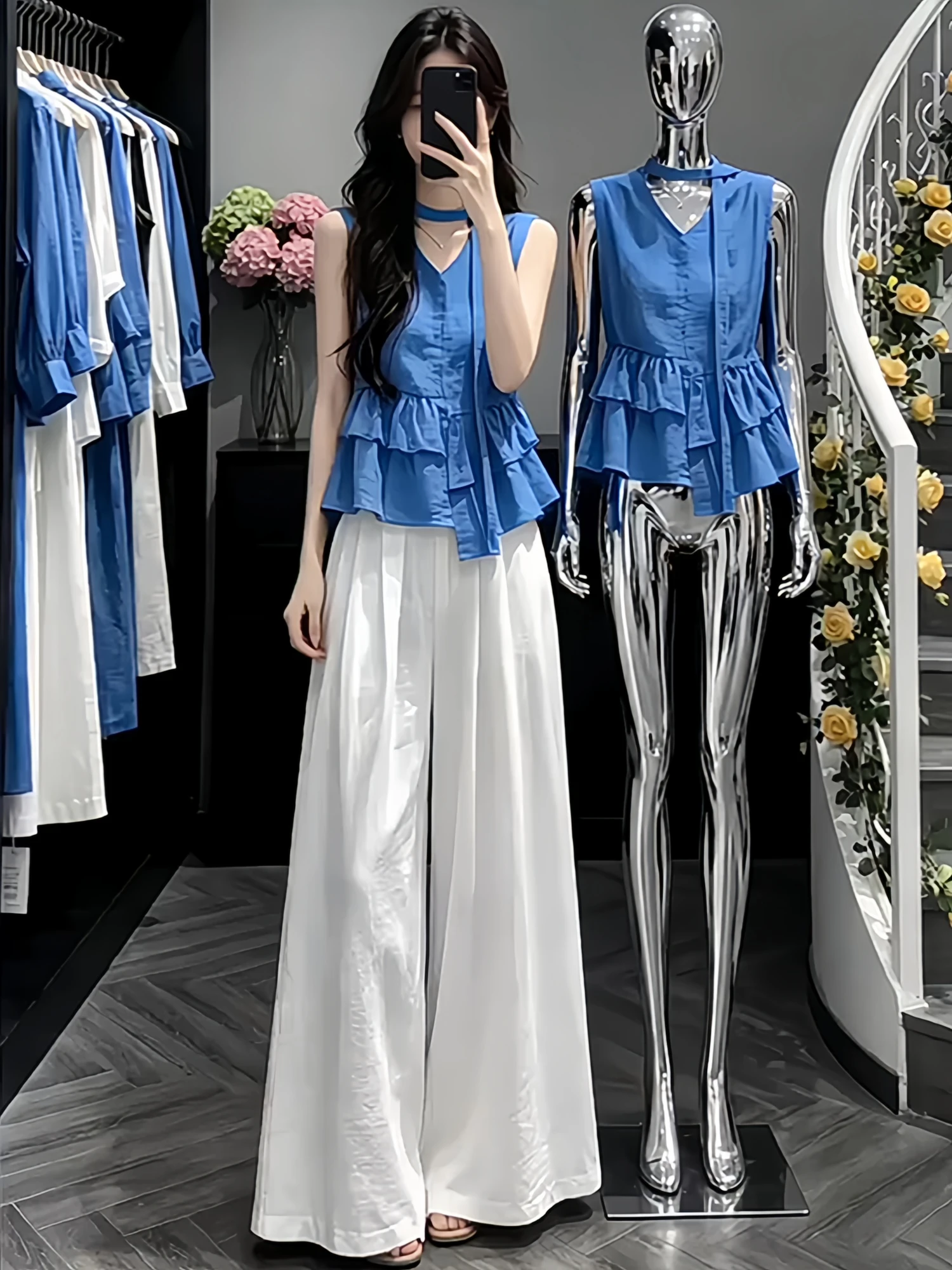Unique Beautiful Summer Set Women's Sleeveless Shirt with Sash Wide Leg Pants Two Piece Casual Style Breathable Comfortable
Unique Beautiful Summer Set Women's Sleeveless Shirt with Sash Wide Leg Pants Two Piece Casual Style Breathable Comfortable