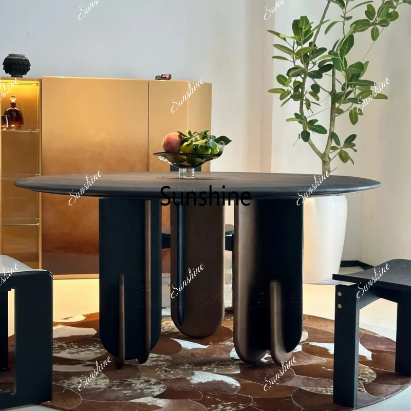 Medieval style round dining table household solid wood design, light luxury, modern minimalism
Medieval style round dining table household solid wood design, light luxury, modern minimalism