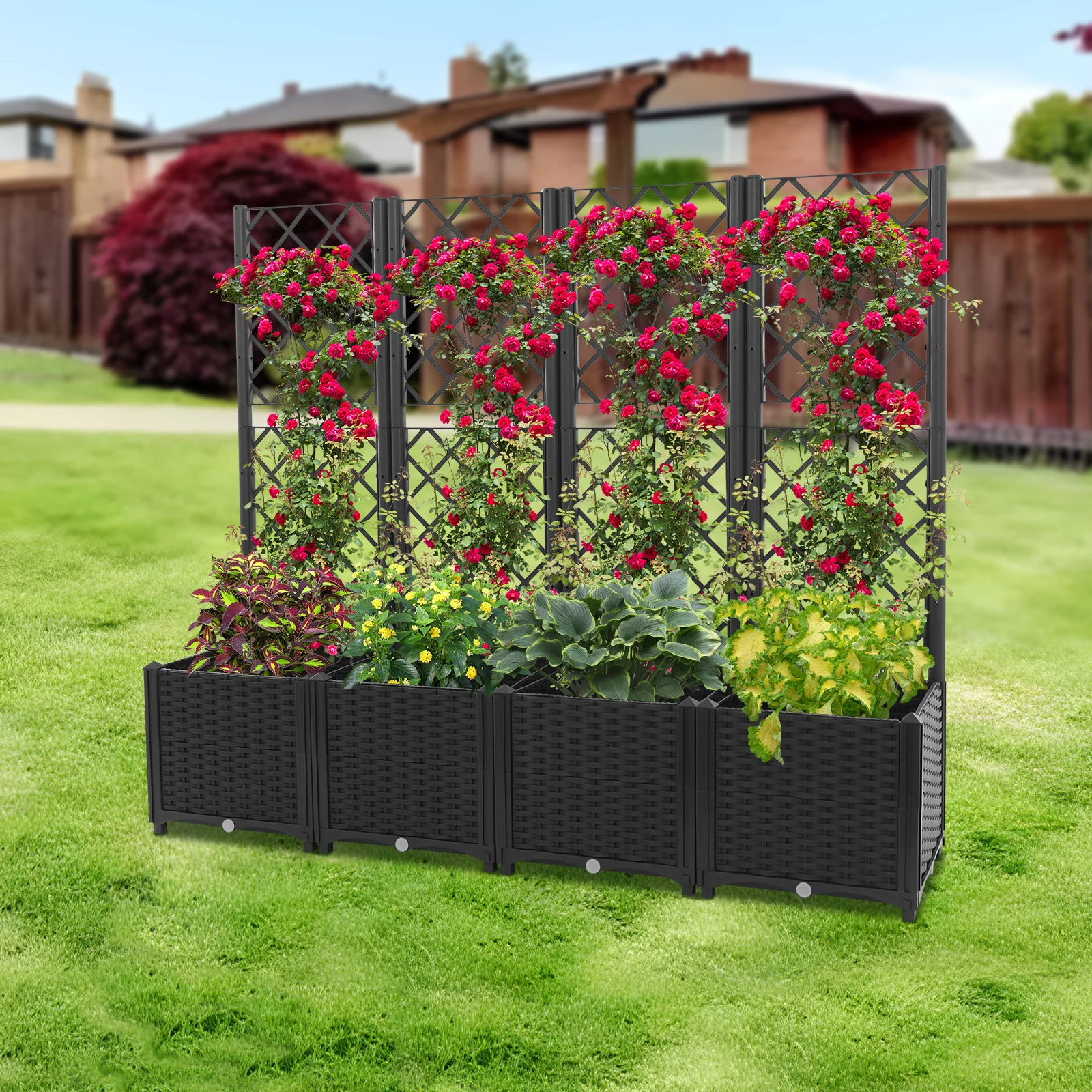 4 PCS Plastic Plant Box with Trellis Planter for Climbing Plant Planter Box for Backyard Patio
4 PCS Plastic Plant Box with Trellis Planter for Climbing Plant Planter Box for Backyard Patio