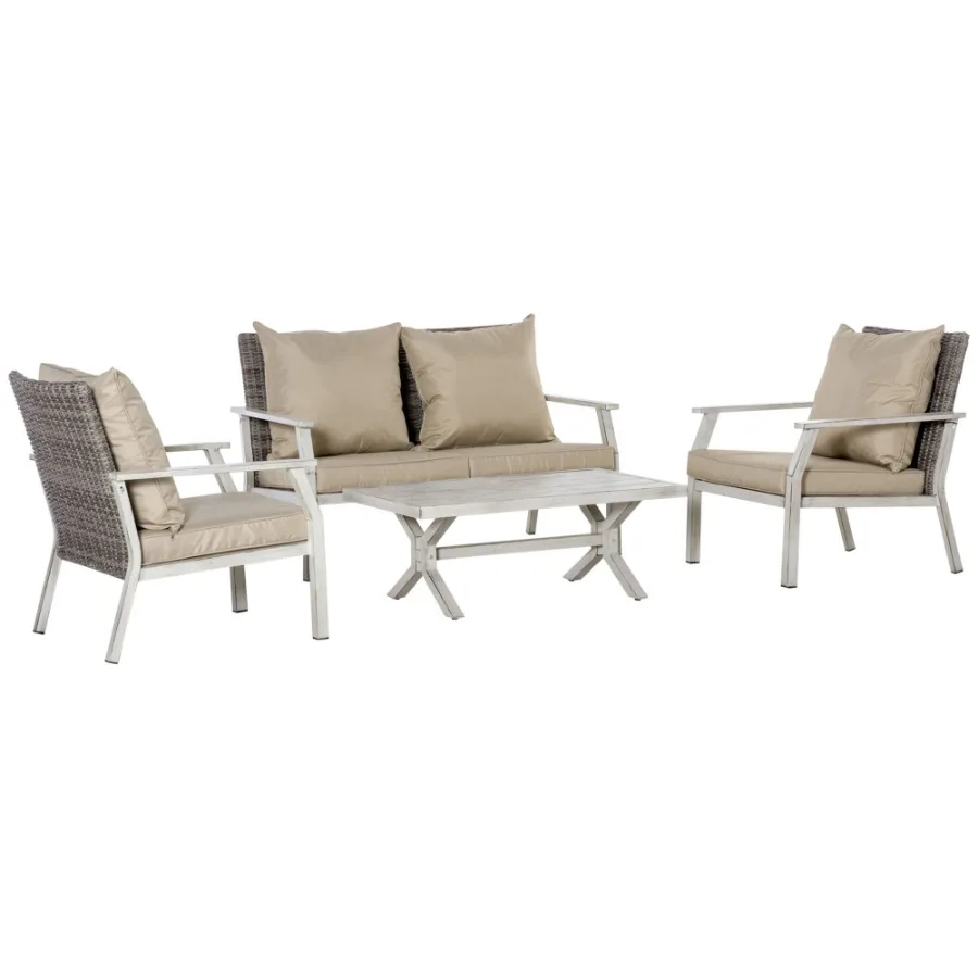 Patio Conversational Bliss: 4-Piece Wicker Loveseat Set with Coffee Table, Beige Intimate Outdoor Lounge
Patio Conversational Bliss: 4-Piece Wicker Loveseat Set with Coffee Table, Beige Intimate Outdoor Lounge
