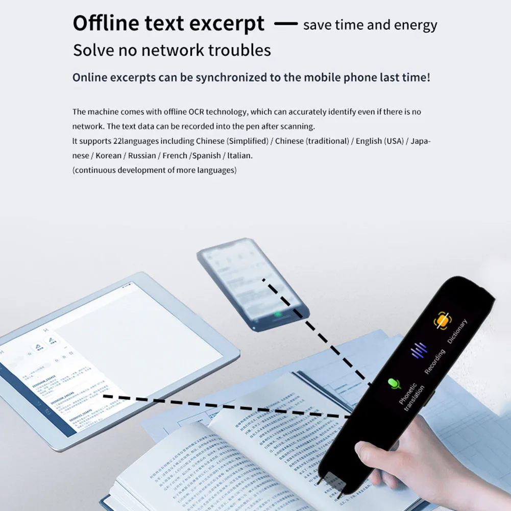 Scanning Translation Pen Multifunctional Click To Read Voice Translator & Dictionary PortableTranslation Pen For Business Travel
Scanning Translation Pen Multifunctional Click To Read Voice Translator & Dictionary PortableTranslation Pen For Business Travel