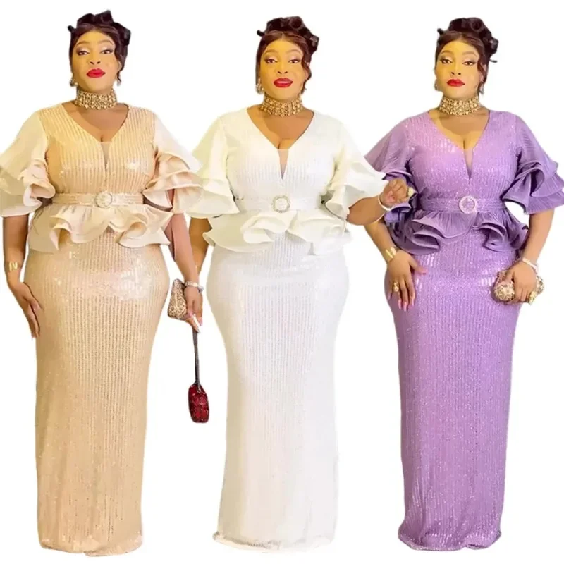 Elegant African Party Dress for Women 2026 Turkey Muslim Wedding Evening Gown Dashiki Sequin Sexy Bodycon Long Dress with Slit
Elegant African Party Dress for Women 2026 Turkey Muslim Wedding Evening Gown Dashiki Sequin Sexy Bodycon Long Dress with Slit