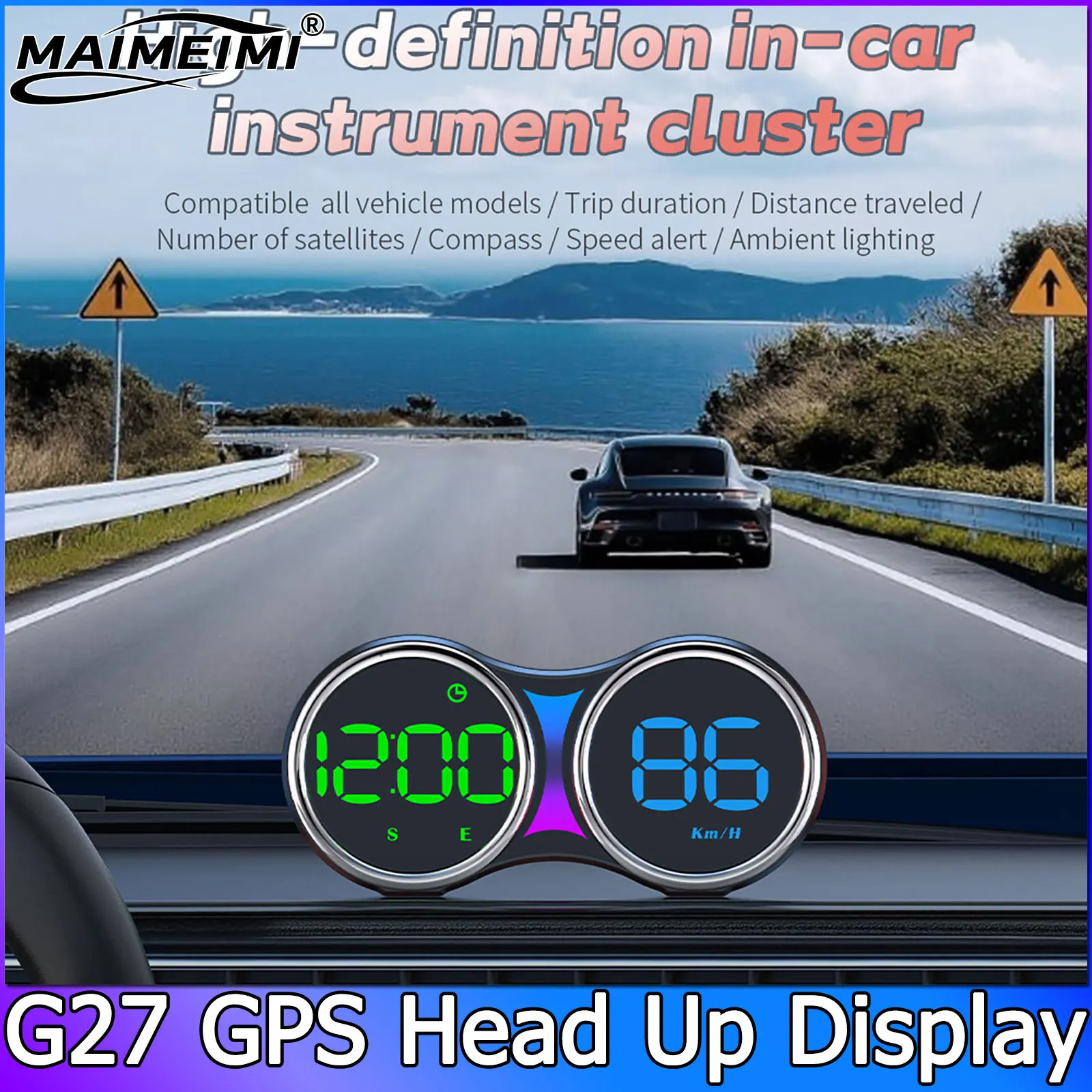  G27 Head-Up Display GPS HUD Speedometer Digital Odometer Speed with Compass Auto On-Board Computer Km/h MPH Auto Meter
G27 Head-Up Display GPS HUD Speedometer Digital Odometer Speed with Compass Auto On-Board Computer Km/h MPH Auto Meter