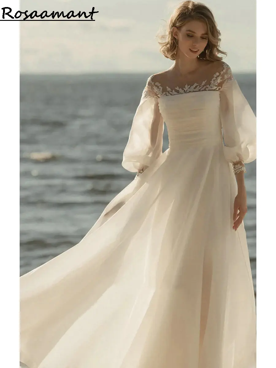 Organza Long Sleeve Pleat A-Line Wedding Dresses Appliques Lace Boho Country Bridals Gowns
Organza Long Sleeve Pleat A-Line Wedding Dresses Appliques Lace Boho Country Bridals Gowns