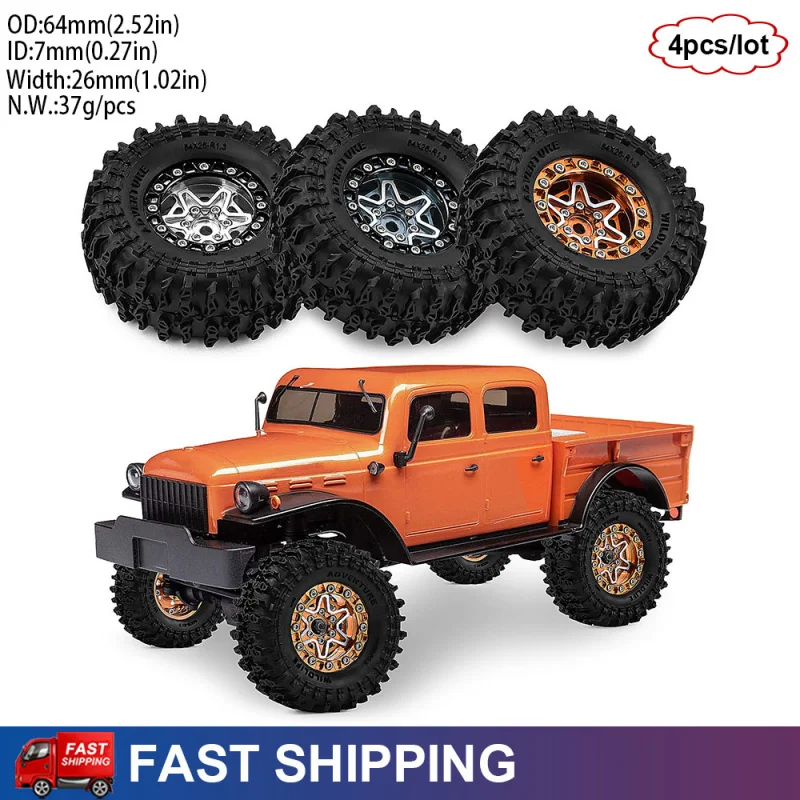 4PCS 1.3 inch Metal Wheels & Tires for 1/18 RC Crawler TRX4M SCX24 FMS Ascent-18 1/24 Axial SCX24 AX24 FCX24 Upgrade Parts
4PCS 1.3 inch Metal Wheels & Tires for 1/18 RC Crawler TRX4M SCX24 FMS Ascent-18 1/24 Axial SCX24 AX24 FCX24 Upgrade Parts