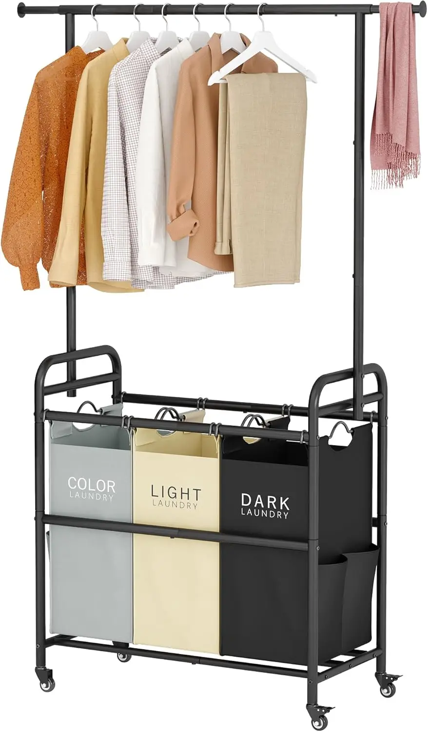 3-секционная тележка-сортировщик белья с подвесной стойкой, съемными корзинами и запирающимися колесами в 3 цветах
3-секционная тележка-сортировщик белья с подвесной стойкой, съемными корзинами и запирающимися колесами в 3 цветах