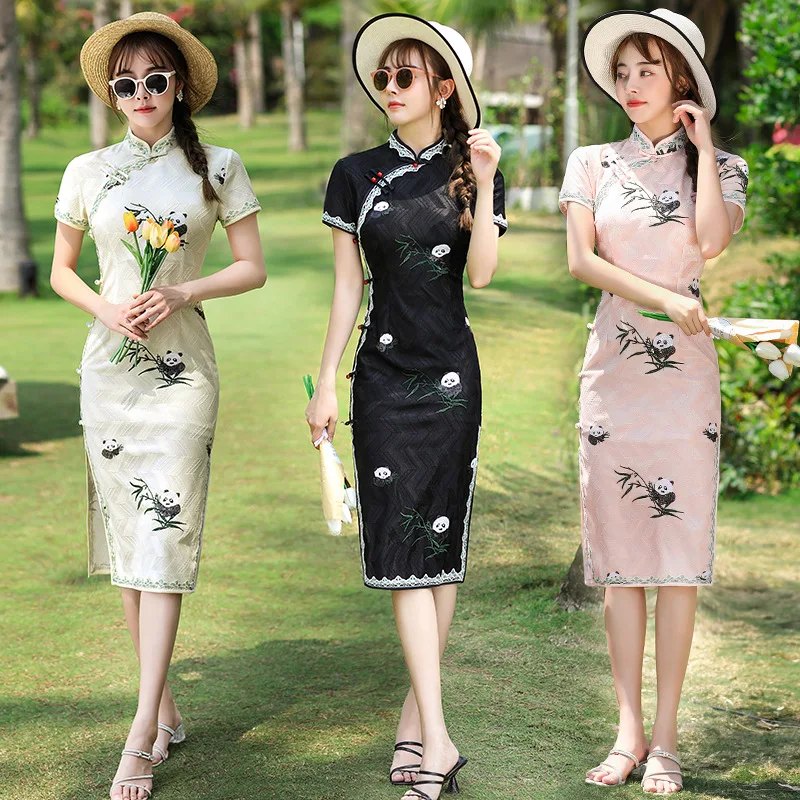 Китайское традиционное кружевное женское платье Qipao с вышивкой и блестками, летнее женское вечерние ничное платье, традиционный китайский чонсам
Китайское традиционное кружевное женское платье Qipao с вышивкой и блестками, летнее женское вечерние ничное платье, традиционный китайский чонсам