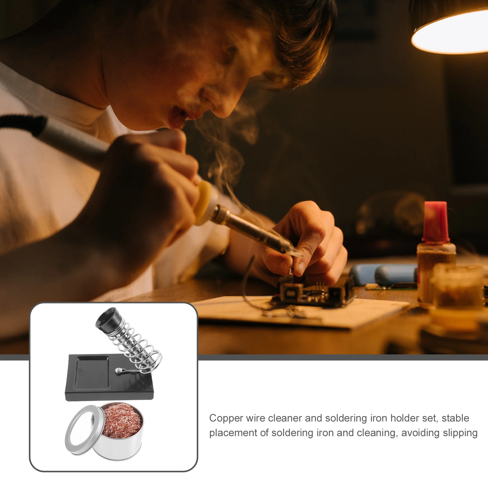 1Set Soldering Iron Stand Copper Wire Solder Tip Cleaner Professional Holder Stable Placement Soldering Accessories Portable
1Set Soldering Iron Stand Copper Wire Solder Tip Cleaner Professional Holder Stable Placement Soldering Accessories Portable