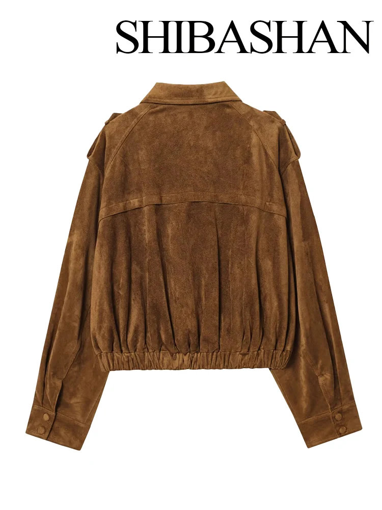 SHIBASHAN Women Autumn Fashion Retro Suede Lapel Long Sleeve Coat Female Versatile High Street Casual Zipper Pocket Jacket Mujer
SHIBASHAN Women Autumn Fashion Retro Suede Lapel Long Sleeve Coat Female Versatile High Street Casual Zipper Pocket Jacket Mujer