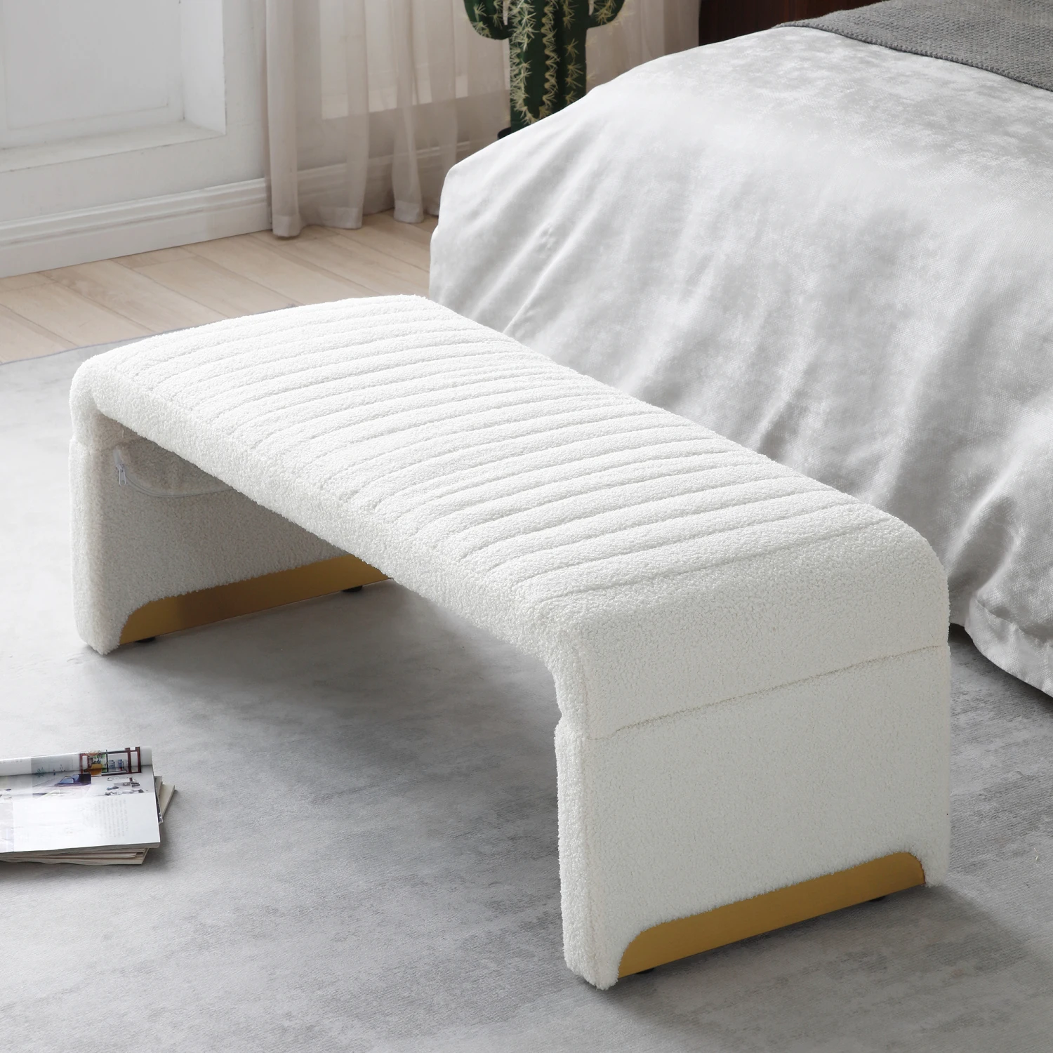 47.24'' Width Modern Ottoman Bench, Upholstered Sherpa Fabric End of Bed Bench, Shoe Bench Footrest Entryway Bench Coffee Table 
47.24'' Width Modern Ottoman Bench, Upholstered Sherpa Fabric End of Bed Bench, Shoe Bench Footrest Entryway Bench Coffee Table