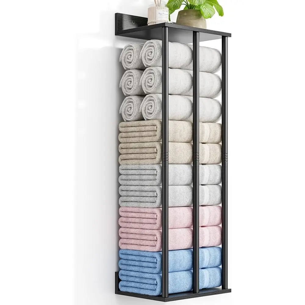 Towel Racks, Wall Mounted Wooden Storage Shelves, 3 Bar Metal Towel Holder, Rolled Towels, Sturdy and Large Capacity, Towel Stor
Towel Racks, Wall Mounted Wooden Storage Shelves, 3 Bar Metal Towel Holder, Rolled Towels, Sturdy and Large Capacity, Towel Stor