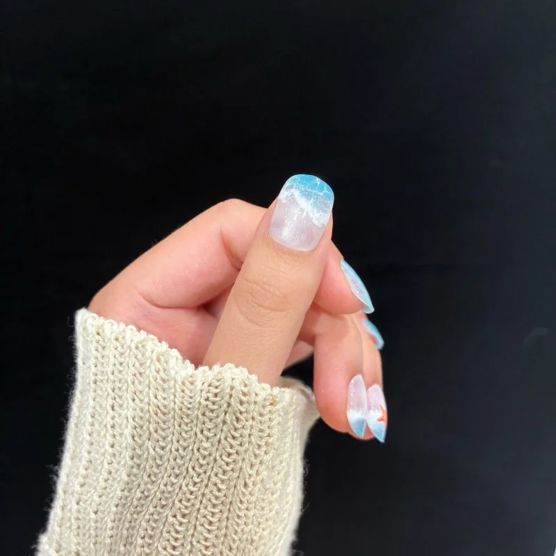 30Pcs False Nails Ocean-Themed Stars Glass Beads and Cat-Eye Short Press-On Nails—Perfect As A Gift for Girls and Friends
30Pcs False Nails Ocean-Themed Stars Glass Beads and Cat-Eye Short Press-On Nails—Perfect As A Gift for Girls and Friends