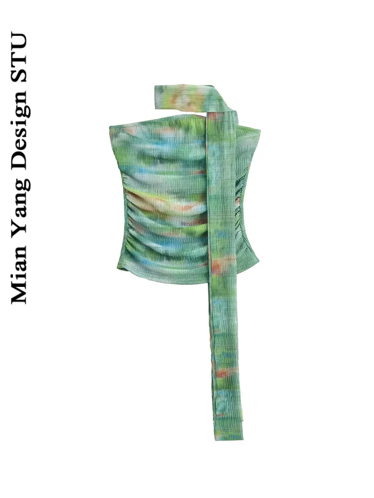 Trendy Tie-Dye Me Ruffle Crop Top Women's Slimming Wrap Ne Vest ort Sle Commute Edition Cotton Blend Summer Wear
Trendy Tie-Dye Me Ruffle Crop Top Women's Slimming Wrap Ne Vest ort Sle Commute Edition Cotton Blend Summer Wear