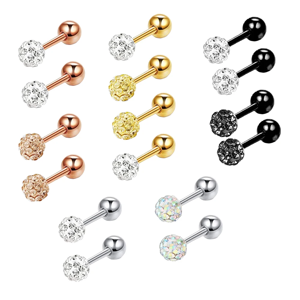 Crystal Ball Stainless Steel Ear Stud Earrings for Men Women CZ Cartilage Helix Ear Tragus Piercing Small barbell wholesales col
Crystal Ball Stainless Steel Ear Stud Earrings for Men Women CZ Cartilage Helix Ear Tragus Piercing Small barbell wholesales col