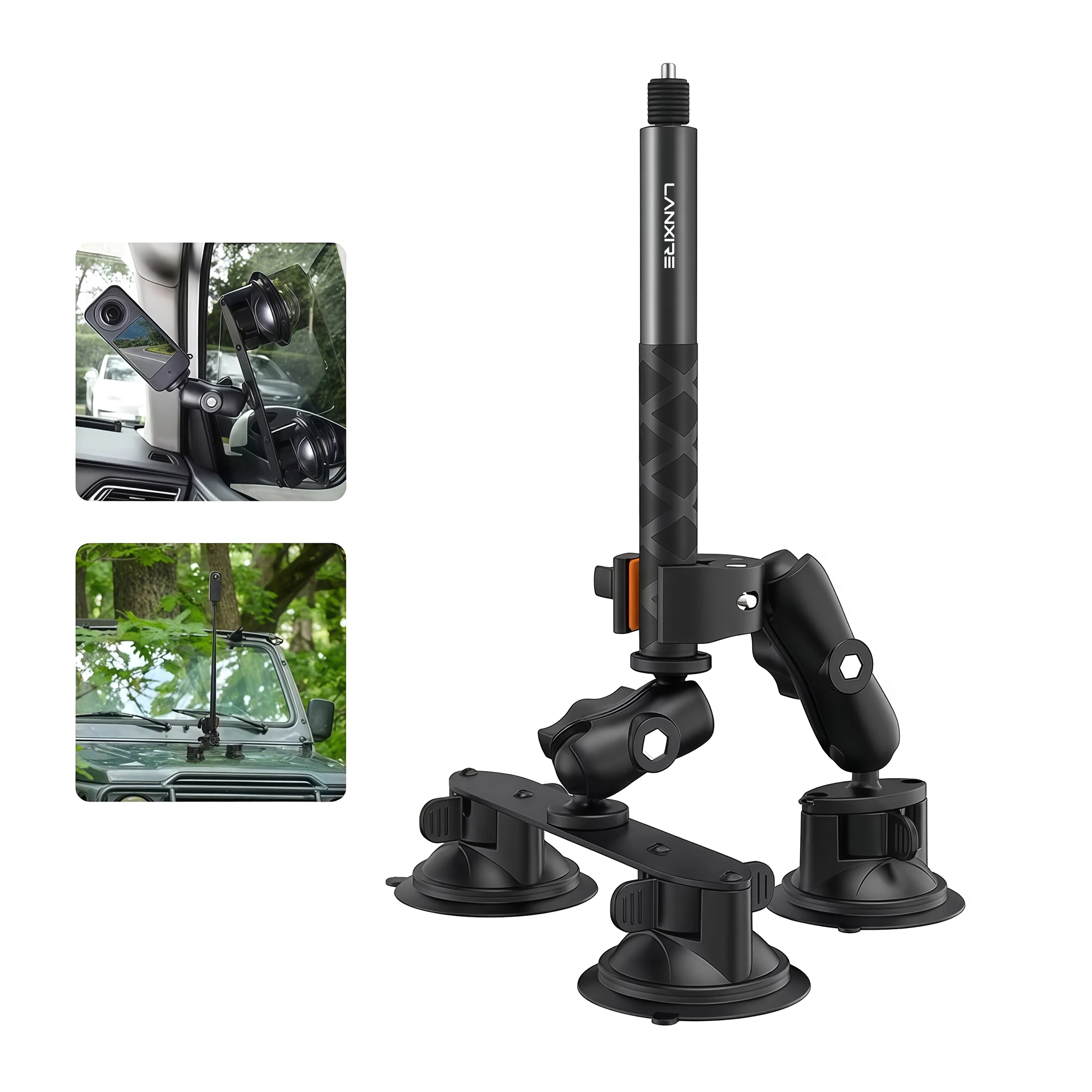 Lanxire Suction Car Mount Camera for Insta360, Suction Cups Mount with 46.4” Invisible Selfie Stick for Insta360 X4/X3, Gopro
Lanxire Suction Car Mount Camera for Insta360, Suction Cups Mount with 46.4” Invisible Selfie Stick for Insta360 X4/X3, Gopro