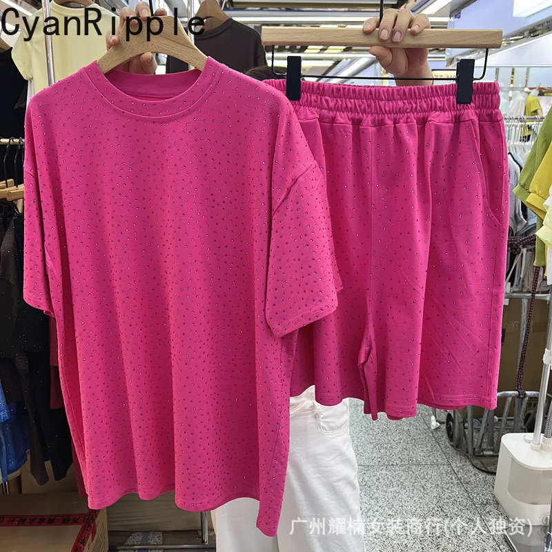 Full Diamonds Summer Women Two-piece Set Round Neck Loose Short Sleeve T-shirt Top + Elastic Waist Casual Wide Leg Hot Shorts
Full Diamonds Summer Women Two-piece Set Round Neck Loose Short Sleeve T-shirt Top + Elastic Waist Casual Wide Leg Hot Shorts