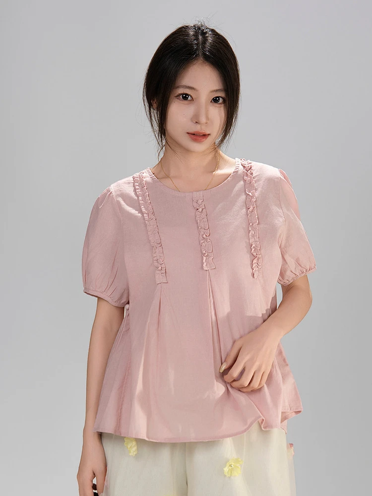 Artisanal Style Cotton Linen Waist-Cinching round Neck Button-Up Doll Shirt for Women Sweet Summer Breathable Short Sleeve
Artisanal Style Cotton Linen Waist-Cinching round Neck Button-Up Doll Shirt for Women Sweet Summer Breathable Short Sleeve