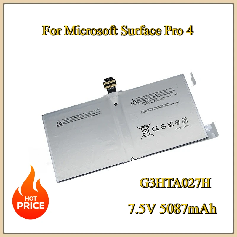 New 7.5V 38.2WH 5087mAh G3HTA027H DYNR01 Replacement Laptop Battery For Microsoft Surface Pro 4 1724 12.3" Tablet Fast Delivery
New 7.5V 38.2WH 5087mAh G3HTA027H DYNR01 Replacement Laptop Battery For Microsoft Surface Pro 4 1724 12.3" Tablet Fast Delivery