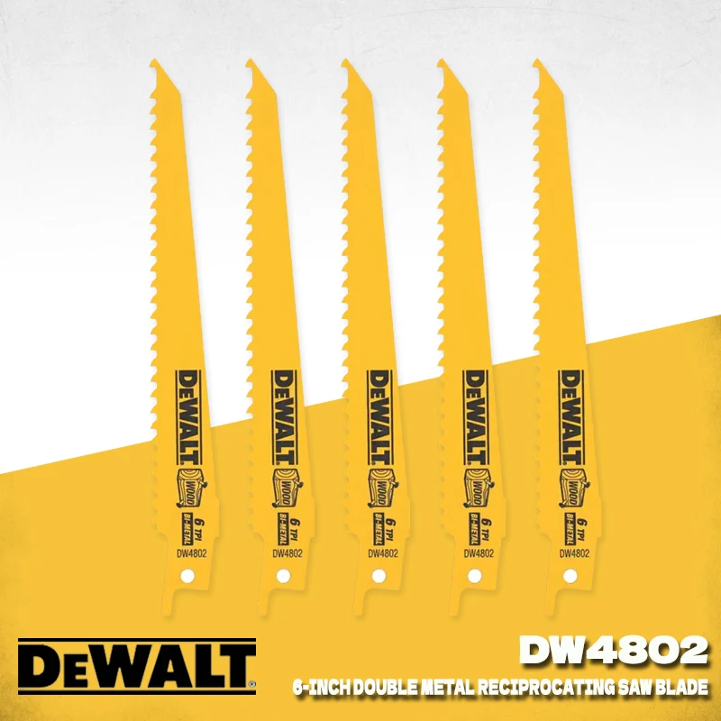 DEWALT DW4802 6-дюймовые биметаллические пильные полотна для сабельных пил с коническим креплением, для тяжелых работ по резке твердой древесины, 5 шт., аксессуары для электроинструментов
DEWALT DW4802 6-дюймовые биметаллические пильные полотна для сабельных пил с коническим креплением, для тяжелых работ по резке твердой древесины, 5 шт., аксессуары для электроинструментов