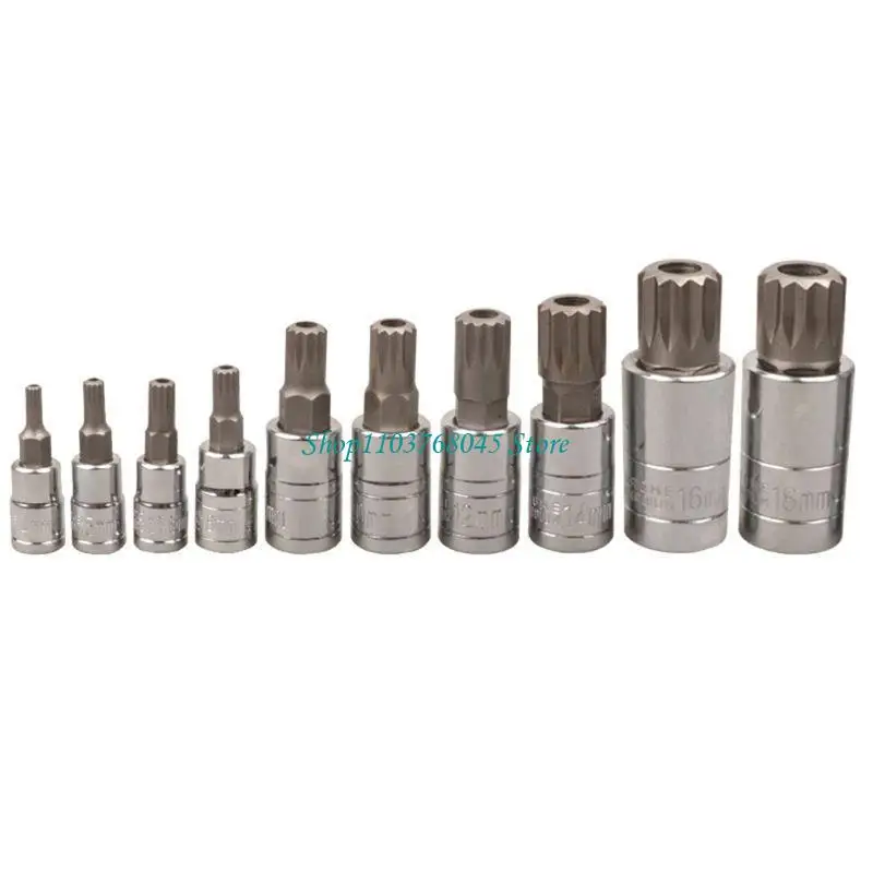 R53F Professional 10 Pieces Mixed Drive Metric XZN Triple Square Spline Bit Socket Set with Carrying for Case Automotive Tool
R53F Professional 10 Pieces Mixed Drive Metric XZN Triple Square Spline Bit Socket Set with Carrying for Case Automotive Tool