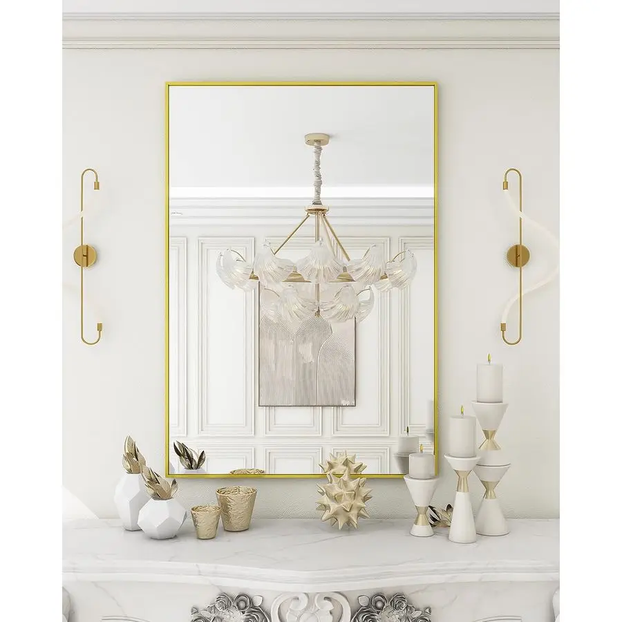 Gold Rectangle Wall Mirror, 20x30 Inch Bathroom Mirror, Aluminum Frame Vanity Mirror for Entryway, Living Room, Bedroom Bathroom
Gold Rectangle Wall Mirror, 20x30 Inch Bathroom Mirror, Aluminum Frame Vanity Mirror for Entryway, Living Room, Bedroom Bathroom