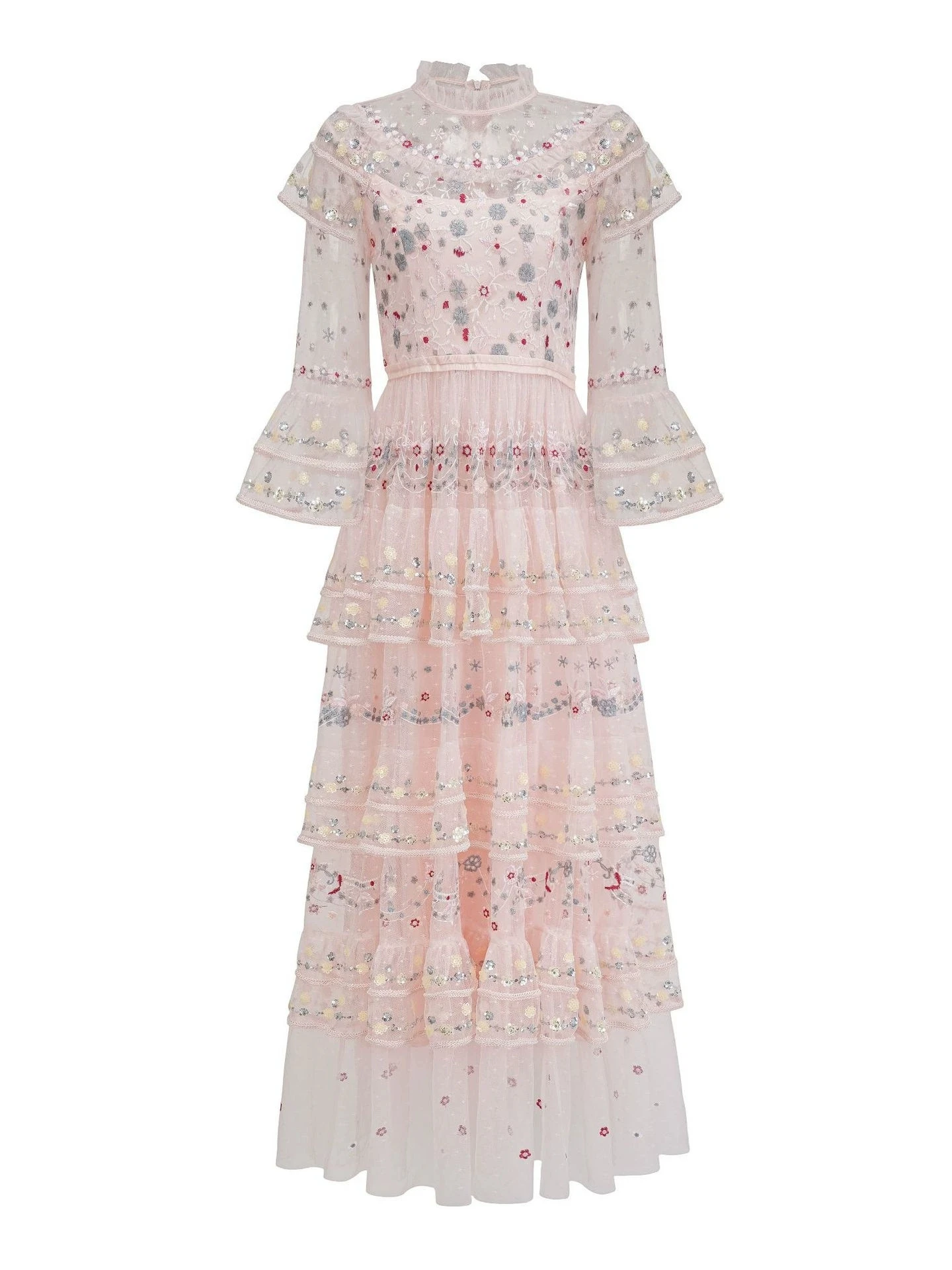 New European and American sequined three-quarter sleeves heavy craft waist cake skirt long dress-GZXX465
New European and American sequined three-quarter sleeves heavy craft waist cake skirt long dress-GZXX465