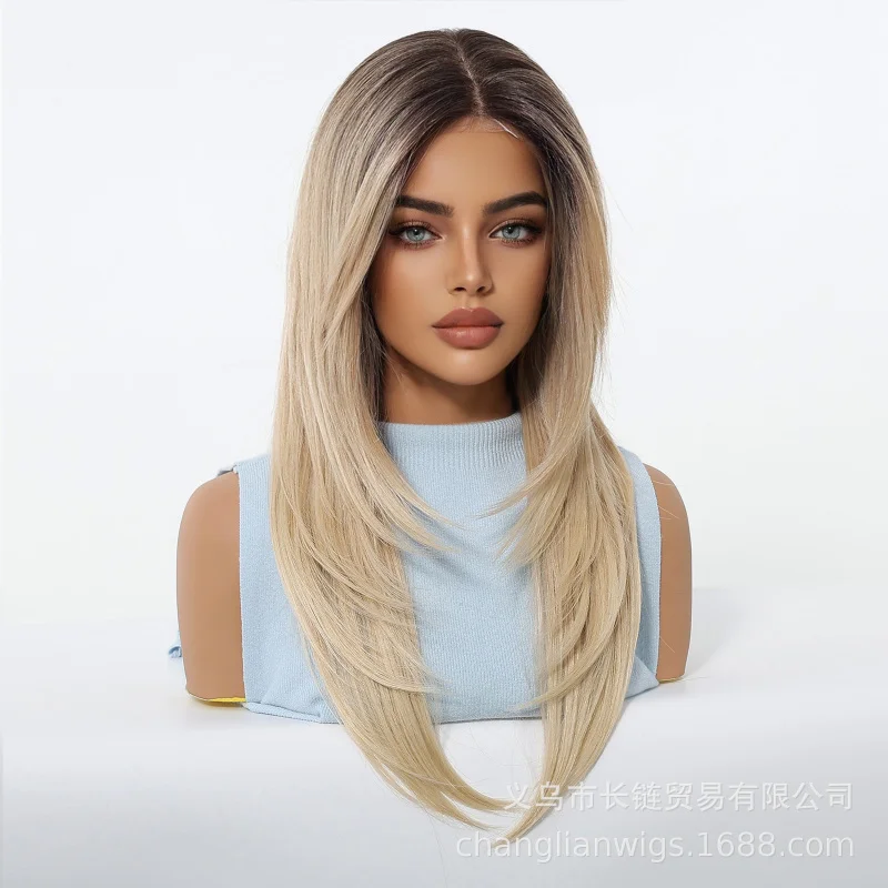 New wig made of imported silk, free parting, long curly hair for women, golden color with natural-looking roots, realistic
New wig made of imported silk, free parting, long curly hair for women, golden color with natural-looking roots, realistic