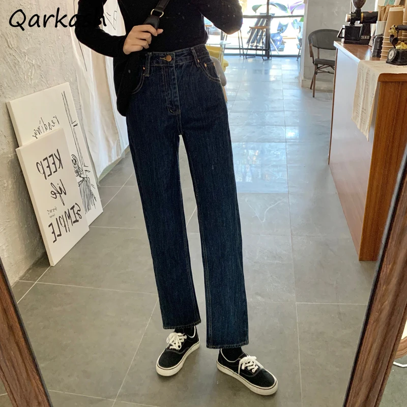 Ankle Length Jeans Women High Waist Loose Korean Style Streetwear Minimalist Bottom Students Leisure All-match Classic Feminino
Ankle Length Jeans Women High Waist Loose Korean Style Streetwear Minimalist Bottom Students Leisure All-match Classic Feminino