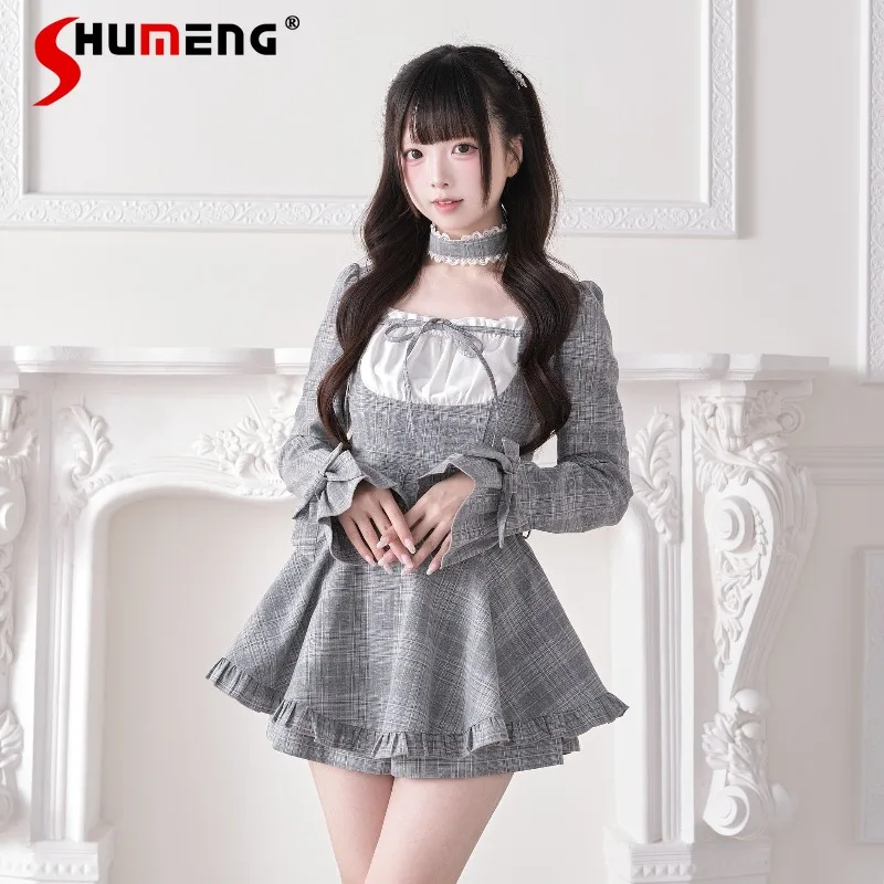 Sweet Y2k Long-sleeves Plaid Dress Bowknot Lace Dress Outfit Original Japanese Subculture Mass-Produced Dress Shorts 2-Piece Set
Sweet Y2k Long-sleeves Plaid Dress Bowknot Lace Dress Outfit Original Japanese Subculture Mass-Produced Dress Shorts 2-Piece Set