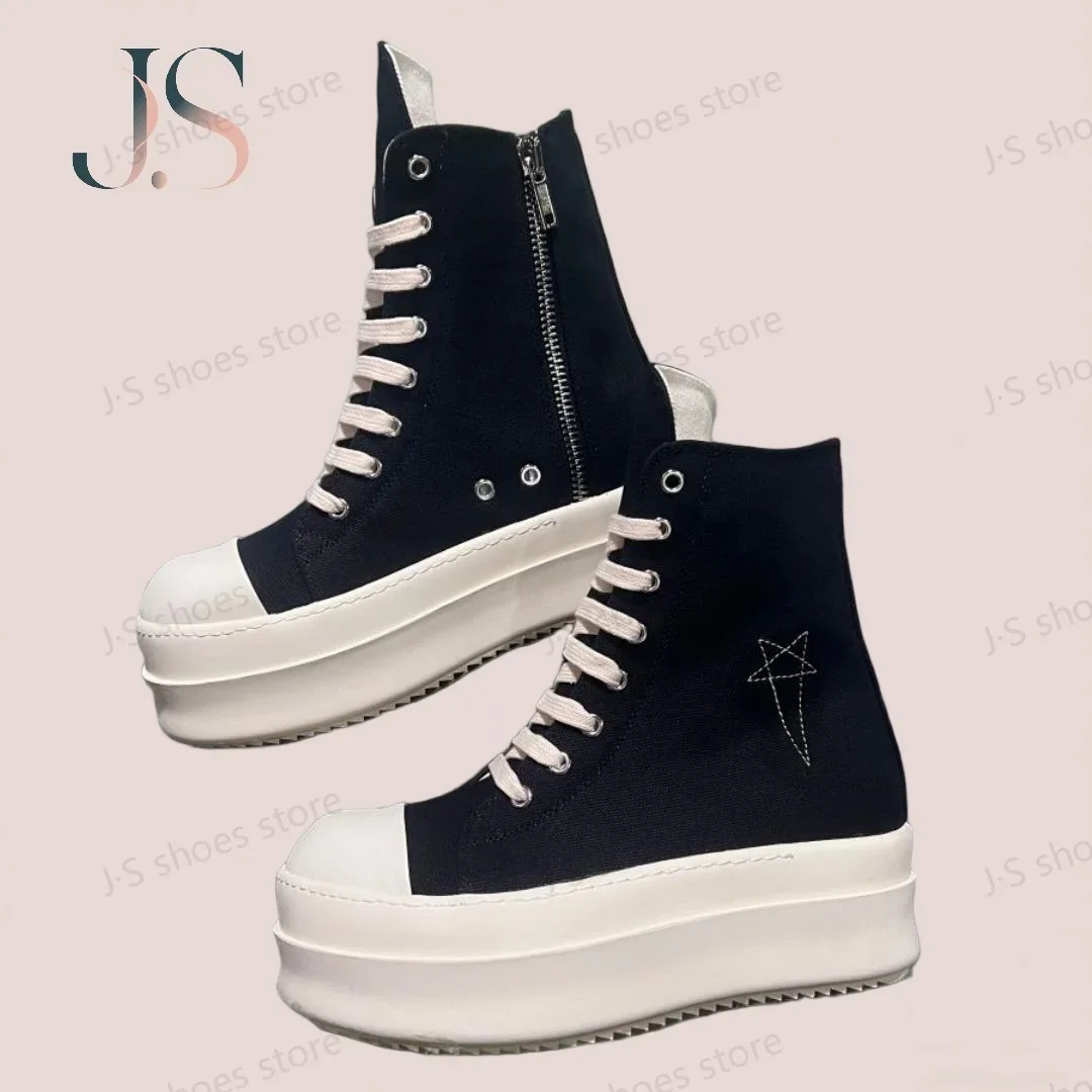 R-o Retro Boots Pentagram Men Sneaker Black Canvas Shoe Ankle Boot Lace Up Zipper 6cm Thick Sole Women High Top Casual Shoes
R-o Retro Boots Pentagram Men Sneaker Black Canvas Shoe Ankle Boot Lace Up Zipper 6cm Thick Sole Women High Top Casual Shoes
