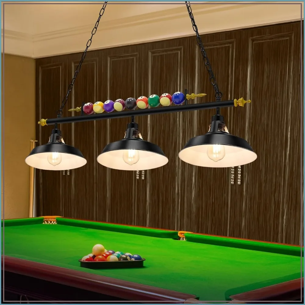 Adjustable Pool Table Lights for 7-8 ft Billiard Table, Hanging Pendant Lamp with Metal Shades, Black, 3 Lights (Bulb Not Included)
Adjustable Pool Table Lights for 7-8 ft Billiard Table, Hanging Pendant Lamp with Metal Shades, Black, 3 Lights (Bulb Not Included)