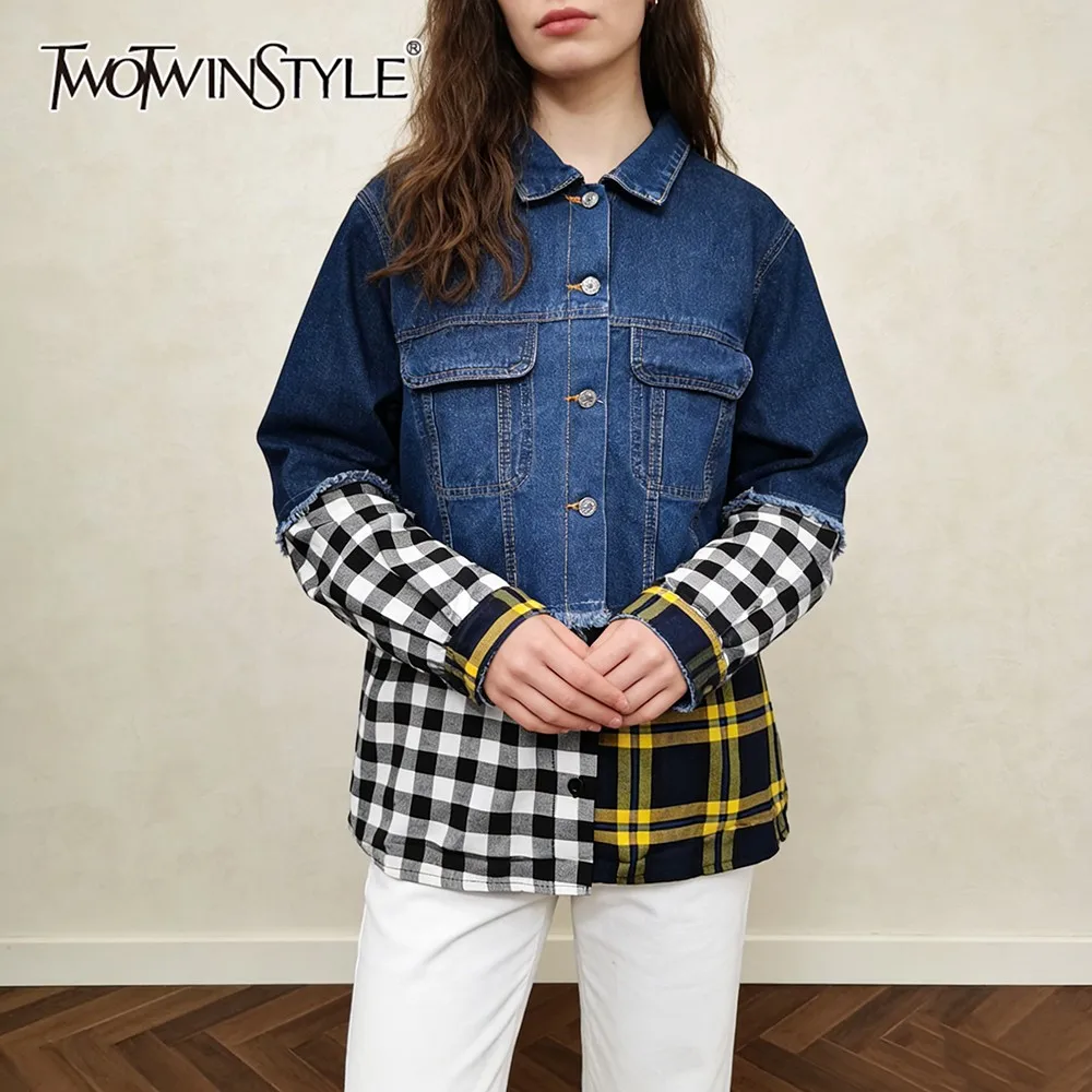 TWOTWINSTYLE Hit Color Spliced Pocket Jacket Female Lapel Long Sleeve Loose Vintage Design Women's Jackets Autumn Fashion New
TWOTWINSTYLE Hit Color Spliced Pocket Jacket Female Lapel Long Sleeve Loose Vintage Design Women's Jackets Autumn Fashion New