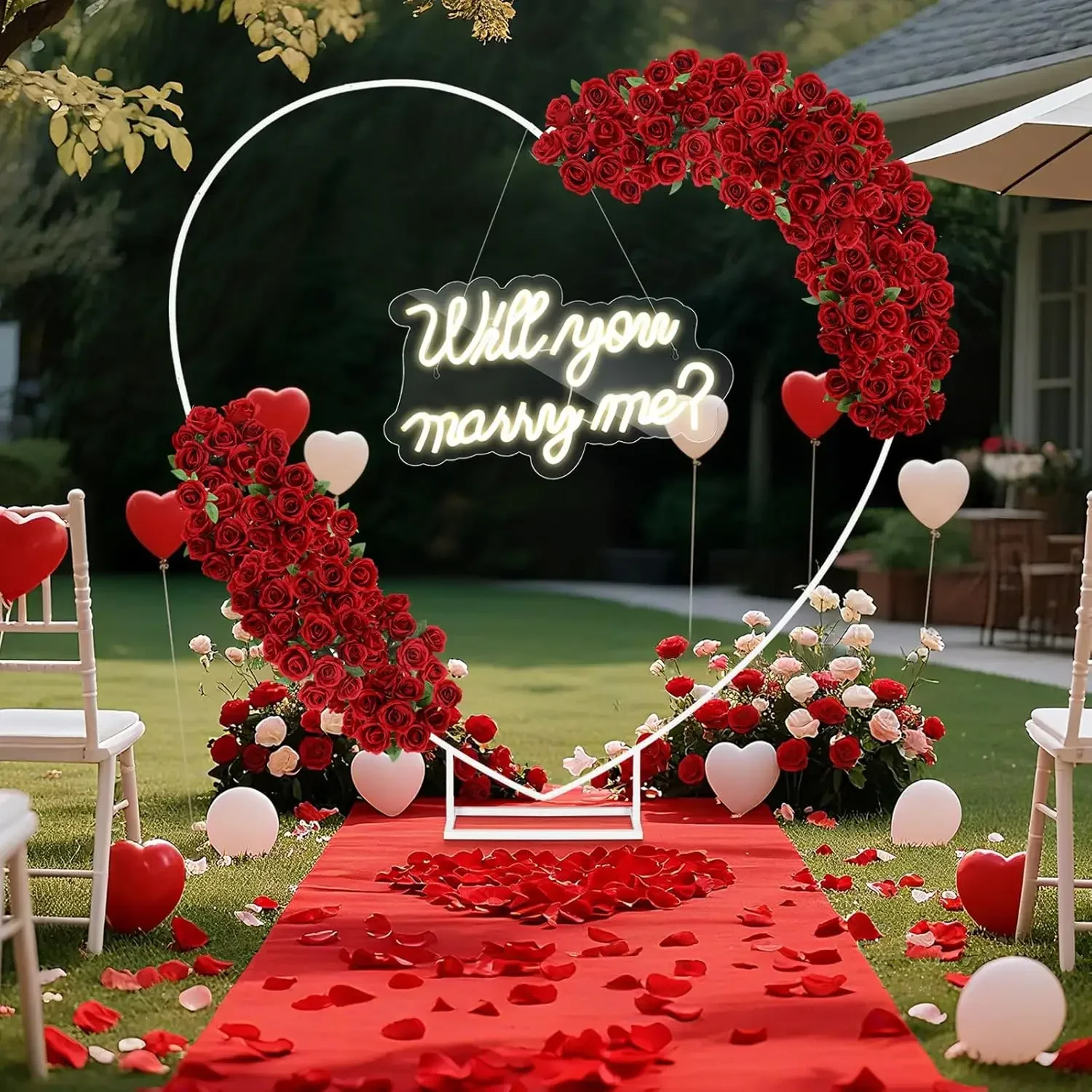 6.6ft Large Metal Heart Arch Stand and Will You Marry Me LED Neon Light Sign Backdrop for Outdoor Proposal Wedding Engagement Br
6.6ft Large Metal Heart Arch Stand and Will You Marry Me LED Neon Light Sign Backdrop for Outdoor Proposal Wedding Engagement Br