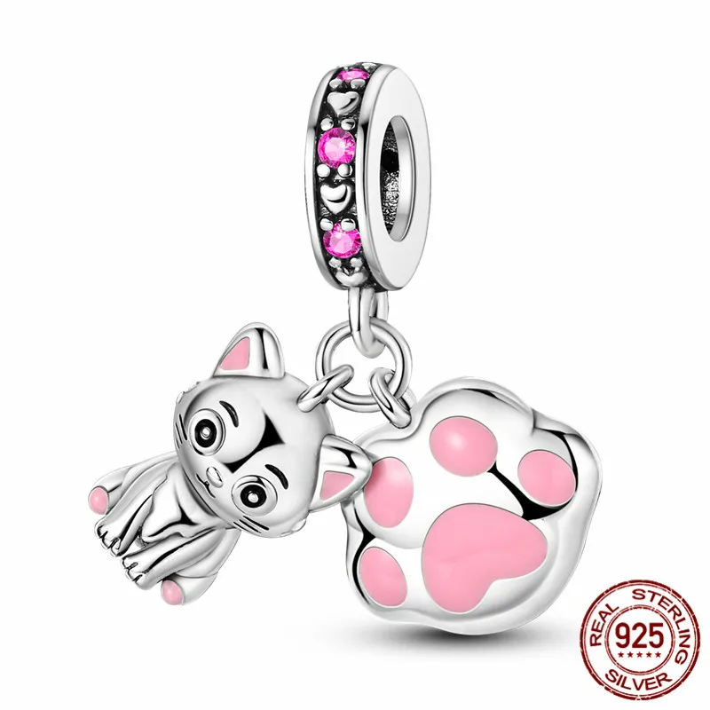 S925 sterling silver cat paw and kitten charm beads, perfect for creating original bracelets; a great DIY jewelry gift for women
S925 sterling silver cat paw and kitten charm beads, perfect for creating original bracelets; a great DIY jewelry gift for women