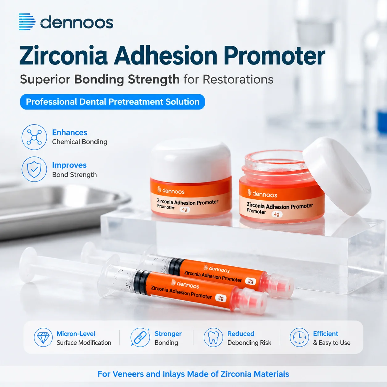 Dental Zirconia Bond Adhesive Promoter 2g/tube 4g/bottle for Veneers and Inlay Dental Lab Zirconia Bonding Pretreatment Agent
Dental Zirconia Bond Adhesive Promoter 2g/tube 4g/bottle for Veneers and Inlay Dental Lab Zirconia Bonding Pretreatment Agent