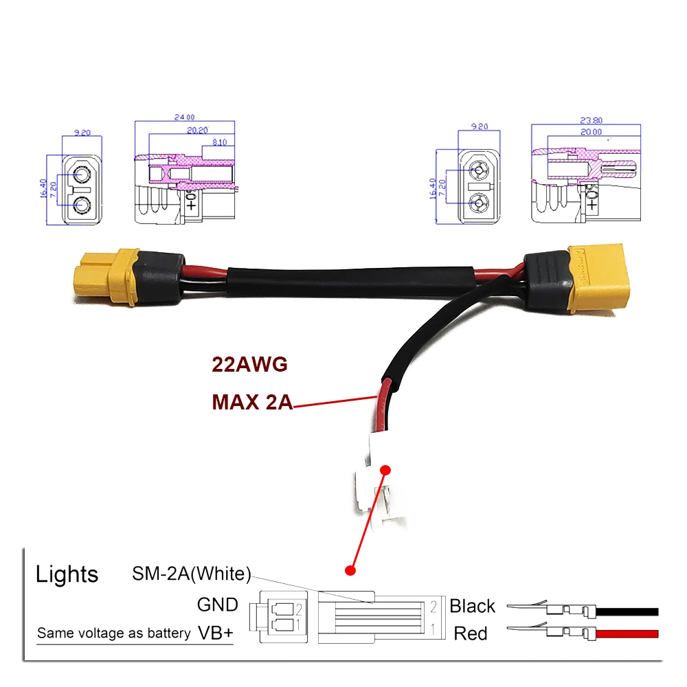 EBKE Aamass XT60 Power Cable Extension For FrontLight, RearLight, TurnSignal, Horn, 3-in-1 Switch
EBKE Aamass XT60 Power Cable Extension For FrontLight, RearLight, TurnSignal, Horn, 3-in-1 Switch