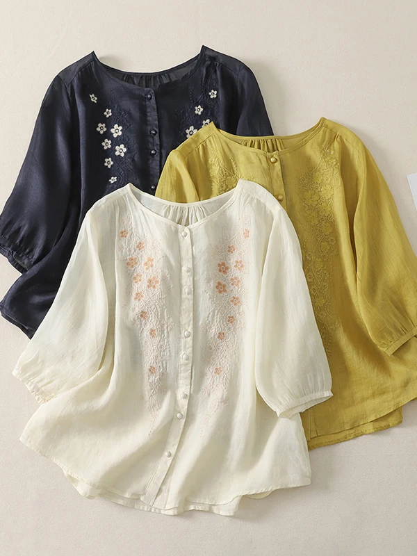 Summer 2026 Casual Loose Cotton Linen Embroidered Shirt Women's plus Size Sleeveless Button round Neck Top Chinese Style
Summer 2026 Casual Loose Cotton Linen Embroidered Shirt Women's plus Size Sleeveless Button round Neck Top Chinese Style