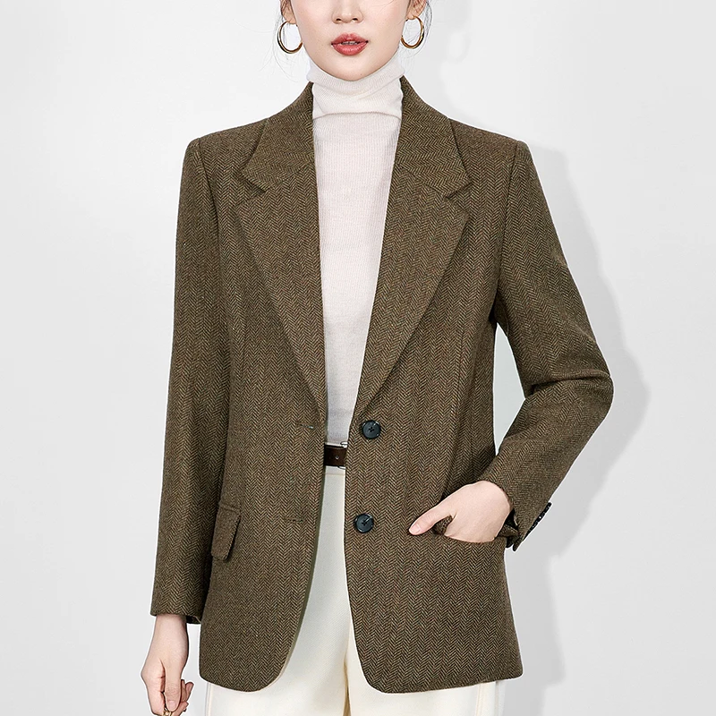 New Elegant Fashion Blazers Women Winter Coats Notched Collar Long Sleeve Wool Cotton Blend Office Lady Solid Blazer Coat
New Elegant Fashion Blazers Women Winter Coats Notched Collar Long Sleeve Wool Cotton Blend Office Lady Solid Blazer Coat