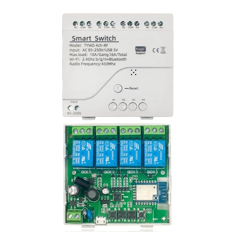 1 Piece Tuya Smart Switch Wifi Switch Module DIY Timer AC 85V-250V 4CH RF White For Alexa Google Home
1 Piece Tuya Smart Switch Wifi Switch Module DIY Timer AC 85V-250V 4CH RF White For Alexa Google Home