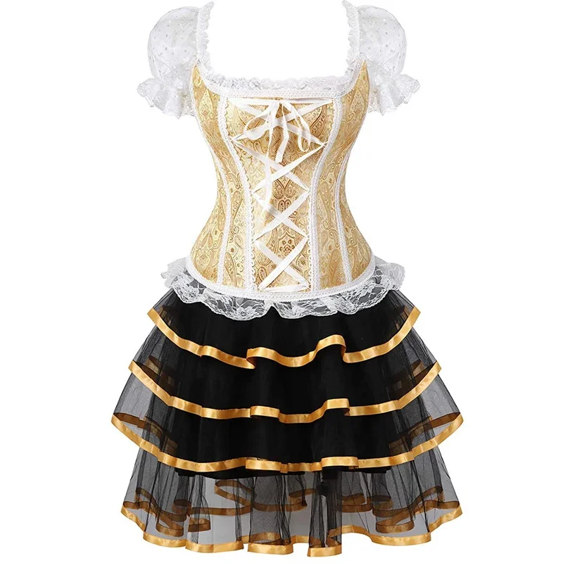 Yellow Corset Dress Bustier Skirt Tutu Sexy Burlesque with Sleeves Vintage Lace Erotic Plus Size Women Gold Korsett New
Yellow Corset Dress Bustier Skirt Tutu Sexy Burlesque with Sleeves Vintage Lace Erotic Plus Size Women Gold Korsett New